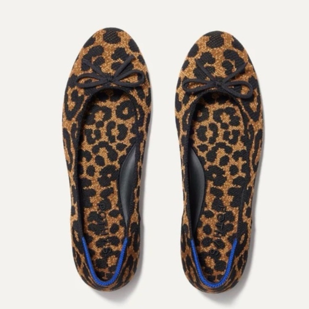 Rothys Leopard Print Knit The Ballet Flat Dress Flats Women's Size 9.5
